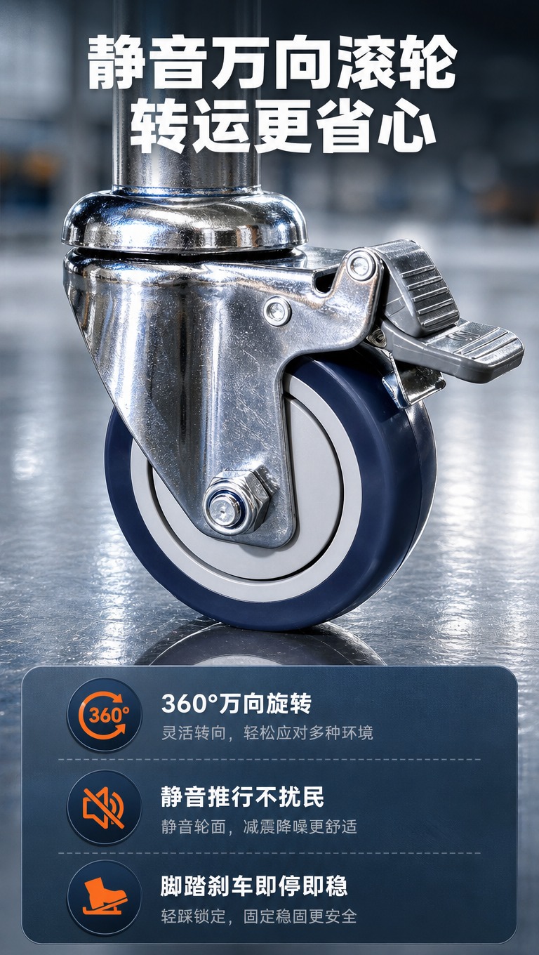 [商品] 使用【图1】的万向滚轮特写作为主素材，放大展示滚轮细… - 图片创意预览