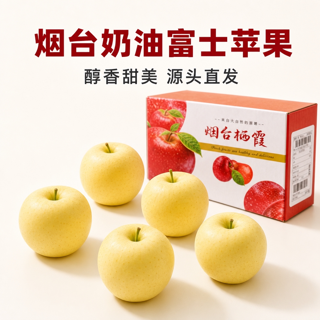 [主图-3] 烟台奶油富士苹果，核心卖点：醇香甜美 源头直发。… - 图片创意预览