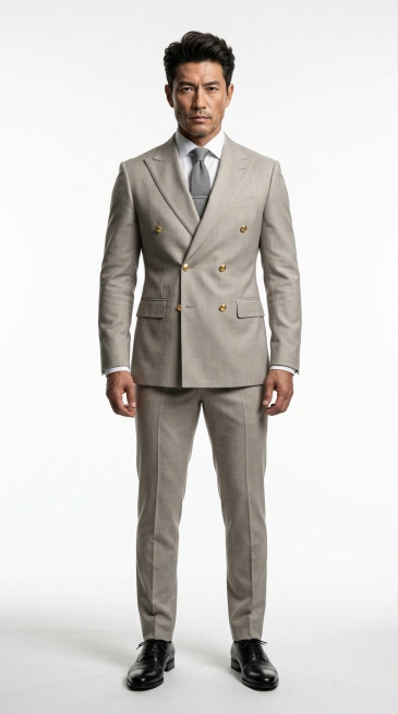 8K超高清，全身镜头，完整全身站立立绘，35-45岁东亚成熟男性，硬朗帅气的面部轮廓，锋利清晰的下颌线，深邃锐利的冷冽眼神，严肃沉稳的表情，深棕黑色蓬松背头短发，宽肩窄腰，健硕挺拔的身材，端正站姿，正预览效果