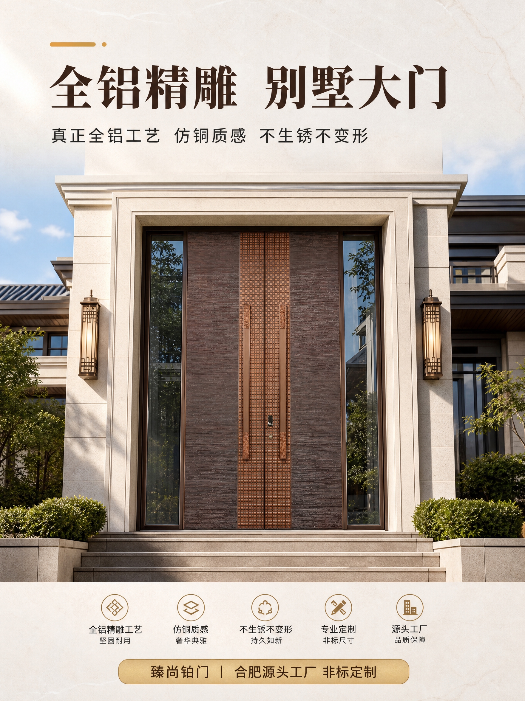 [商品] 使用【图1】臻尚铂门竖纹回纹组合全铝精雕对开门；保留… - 图片创意预览