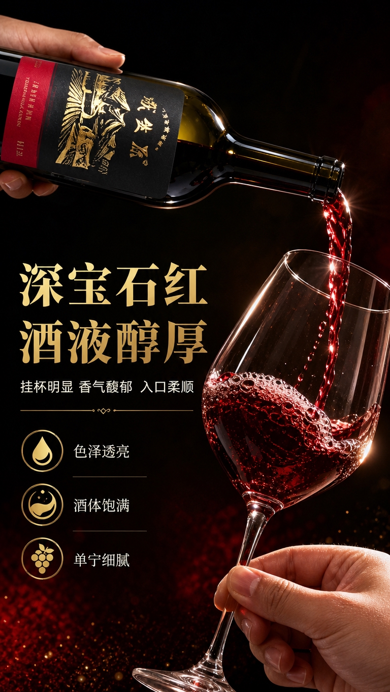 [商品] 使用【图3】倒酒特写图；保留域生原黑标红酒瓶、金色L… - 图片创意预览