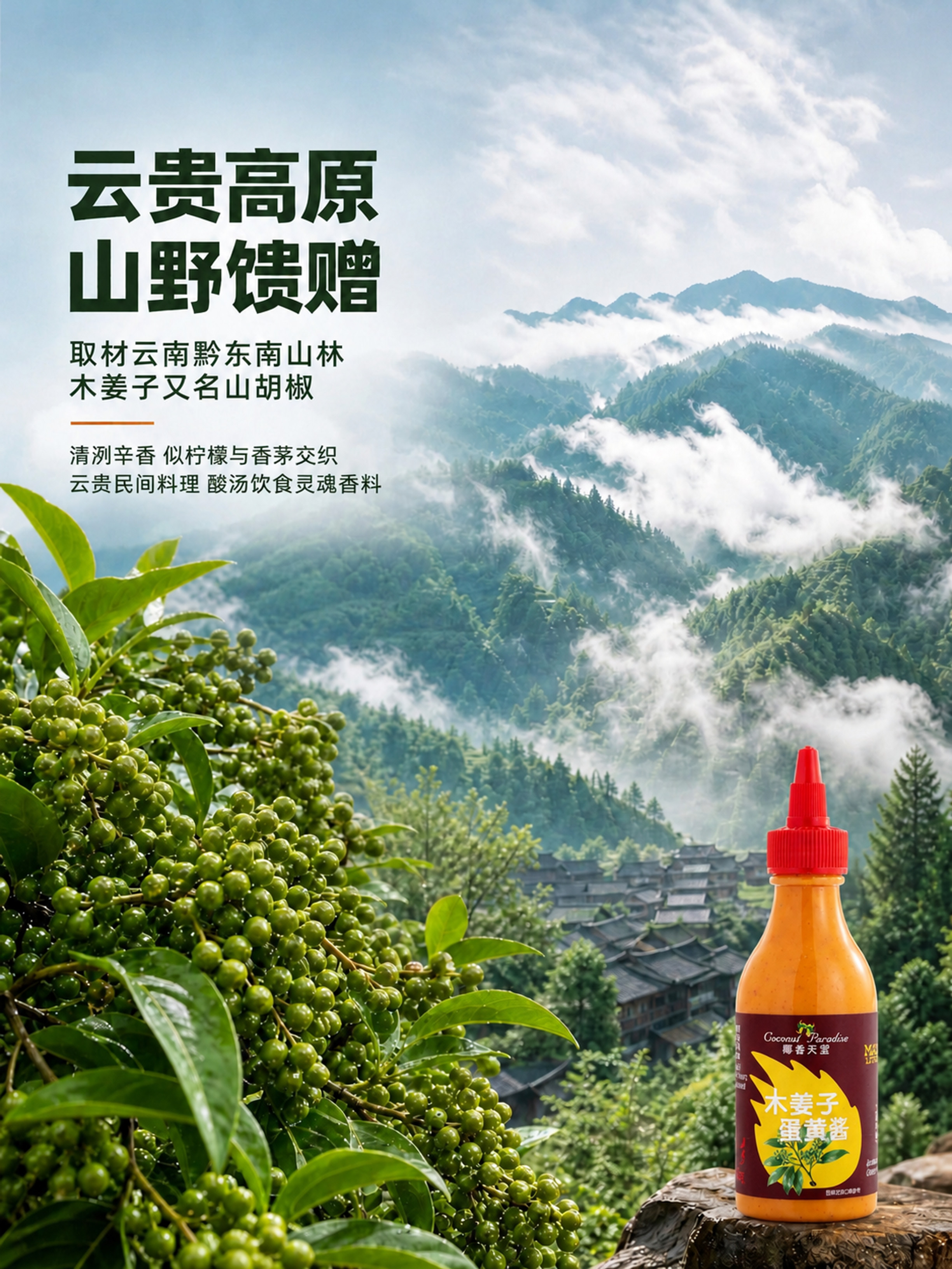 [商品] 将图右下角木姜子蛋黄酱瓶子的标签完整替换为图6的椰香… - 图片创意预览
