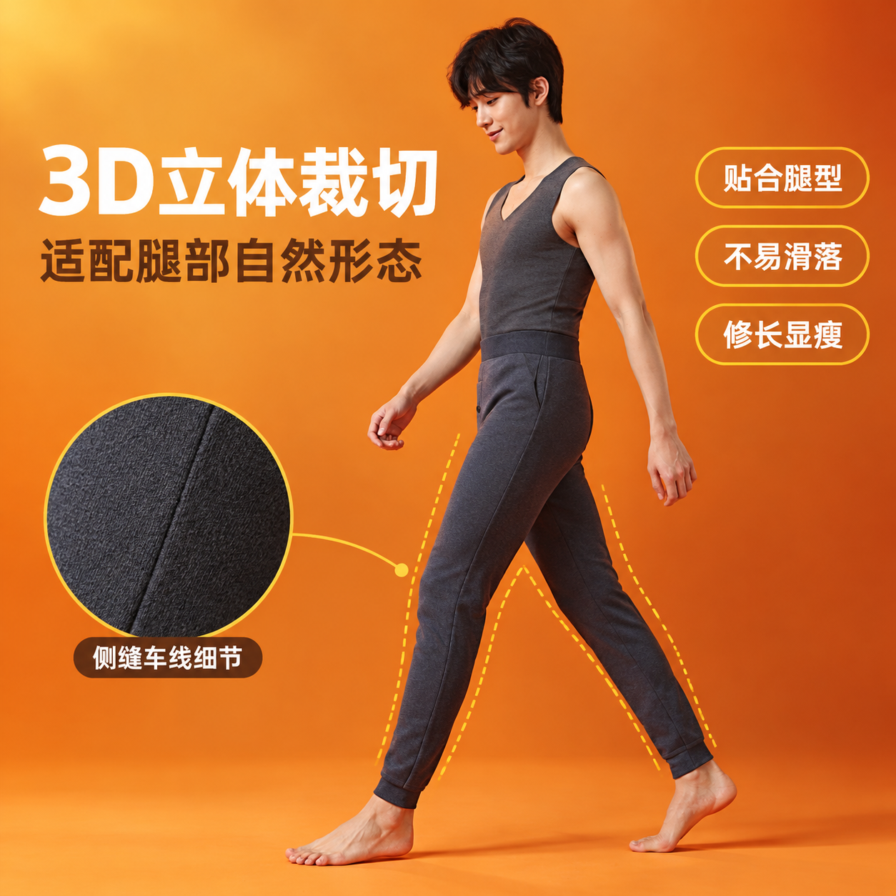 [主图-4] 结构细节图，主题：3D立体裁切 贴合腿型。 [统… - 图片创意预览