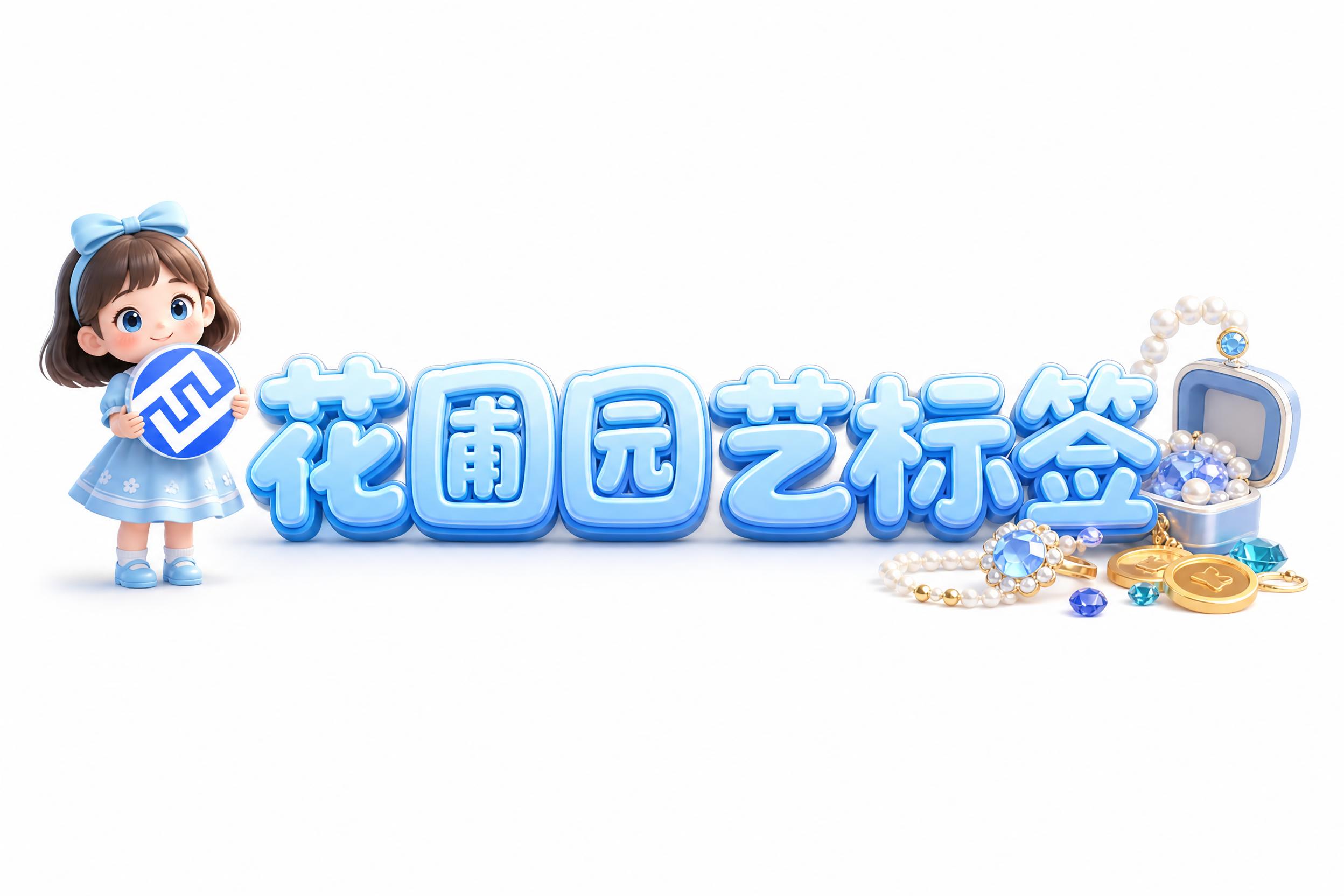 纯白色背景，横排居中一排C4D立体字“花圃园艺标签”，采用圆润… - 图片创意预览