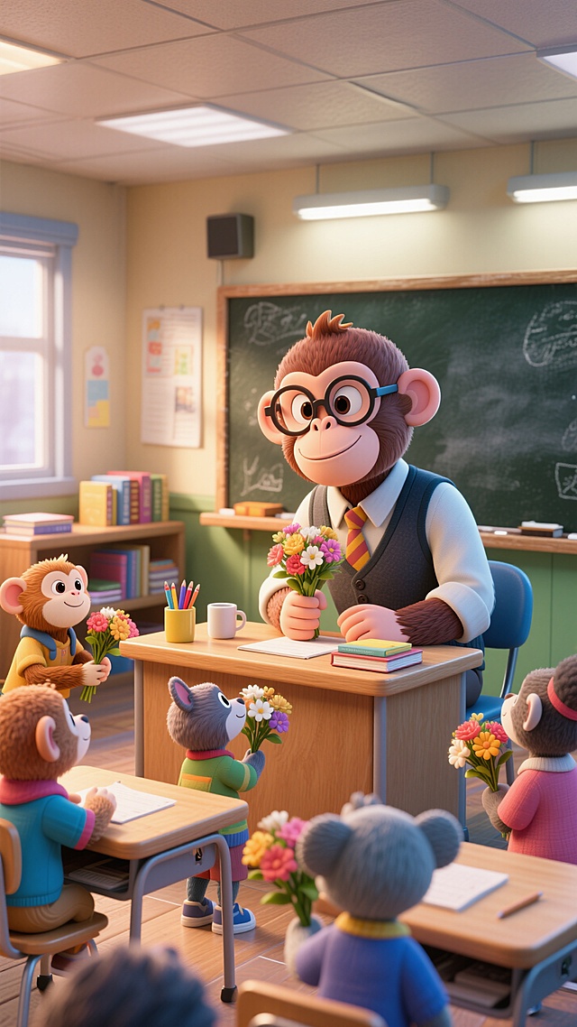教师节｜卡通猴子老师