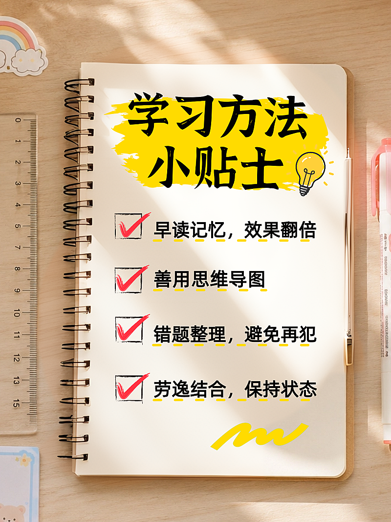 提高学习方法知识分享科普手账风小红书封面