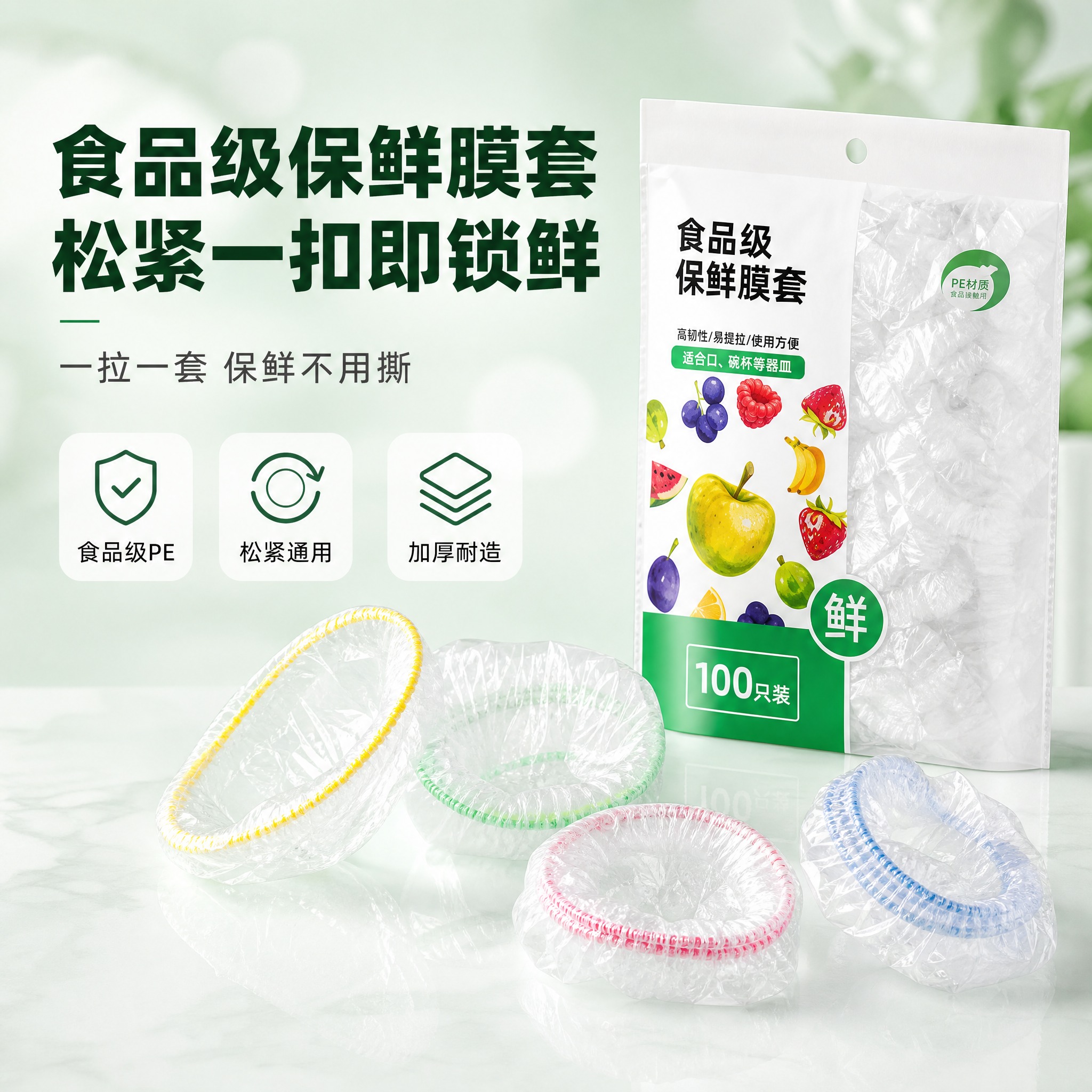 [主图-1] 一次性保鲜膜套 首图产品包装袋+保鲜膜套展示，主… - 图片创意预览