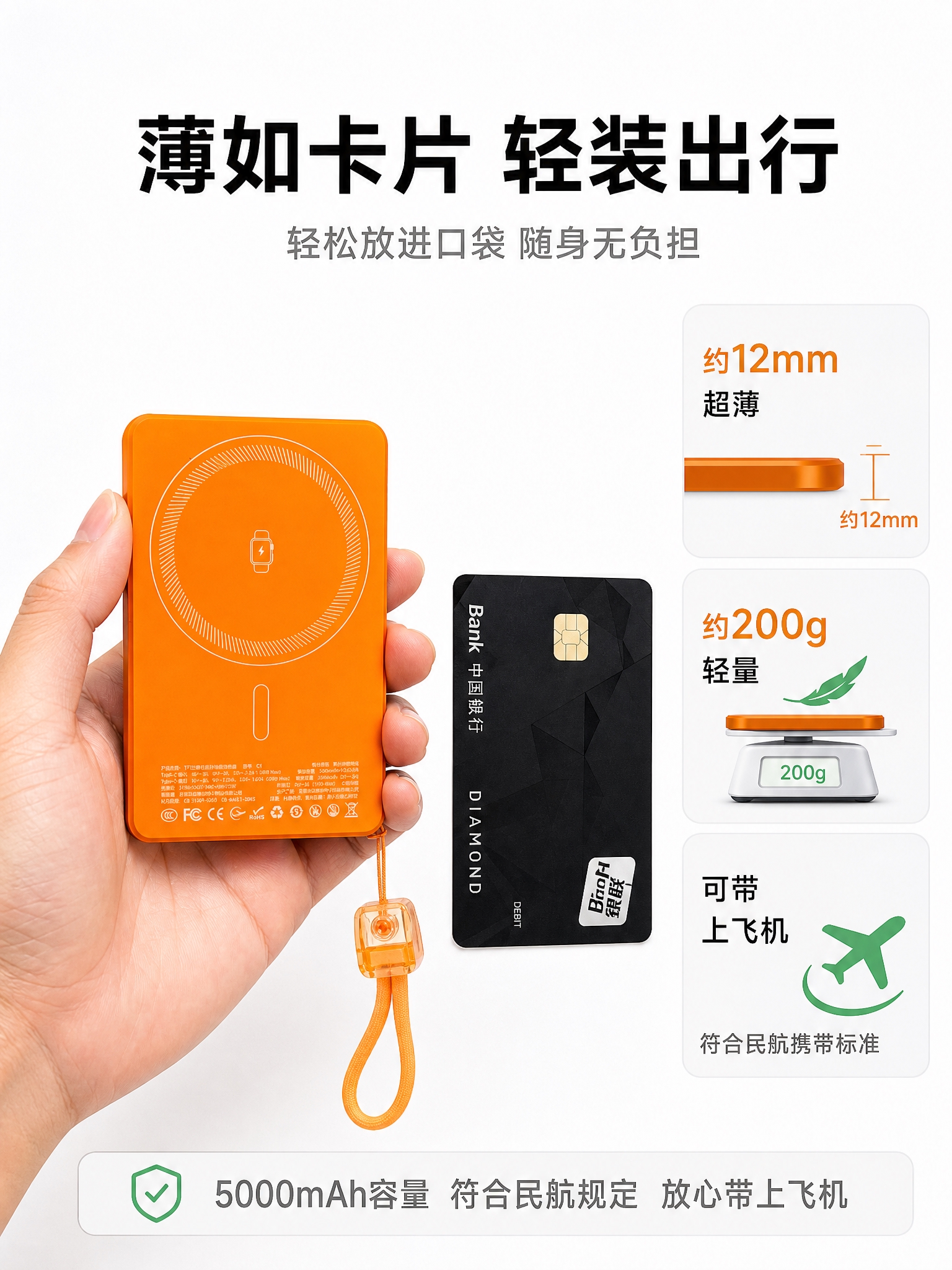 拼多多电商详情页第6张-轻薄便携可上飞机，GUREAK橙色磁吸… - 图片创意预览