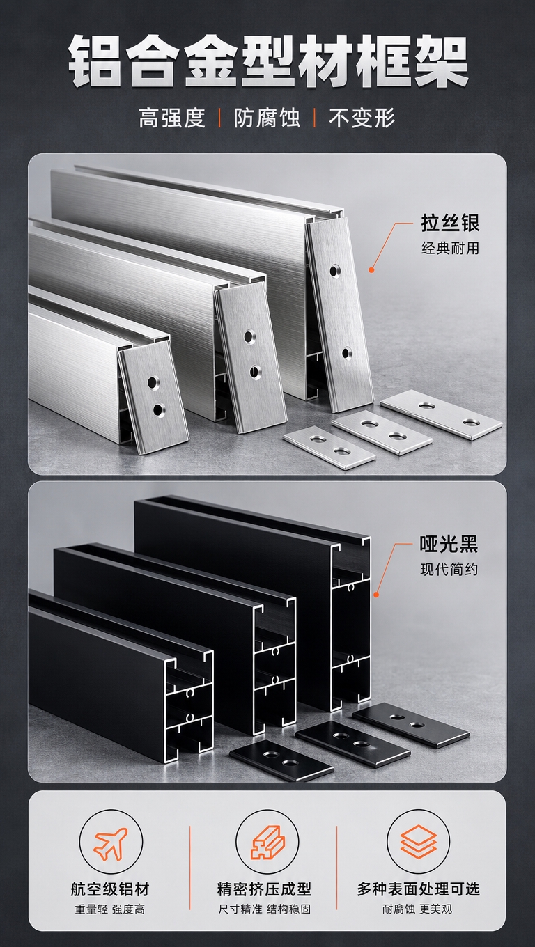 [商品] 使用【图5】铝合金型材配件图；保留银色拉丝和黑色两种… - 图片创意预览