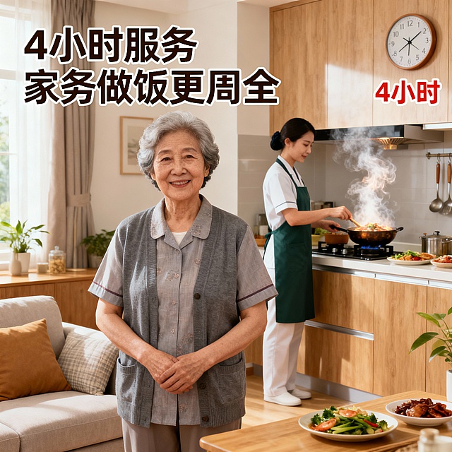做一套关于居家照护的主图*1张+轮播图*3张+具体服务项目：家务+做饭、3小时家务+做饭、4小时家务+做饭、生活照护、半自理长者长期照护、长期卧床失能照护，单图片大小500KB以下