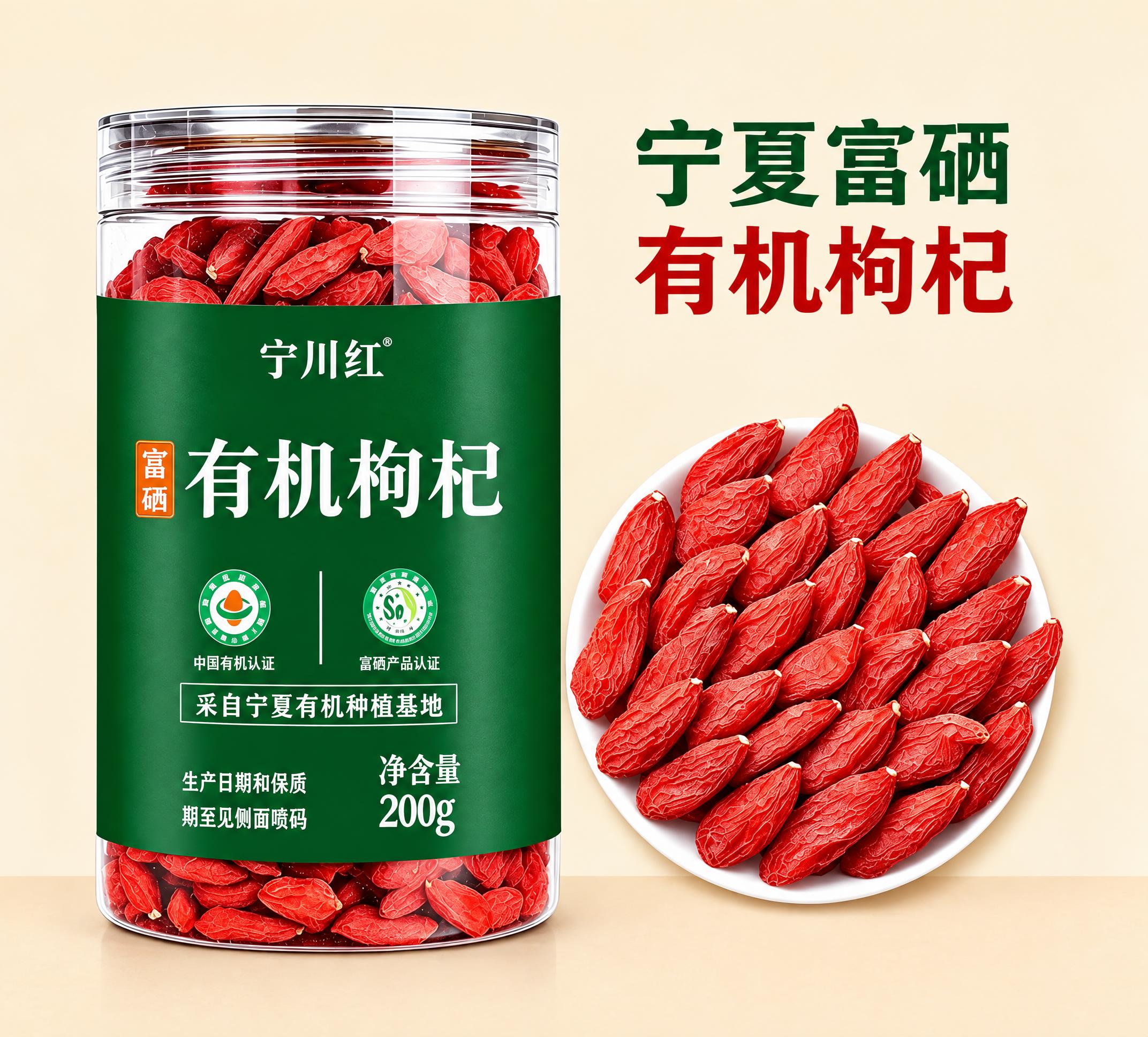 对这张黑枸杞/枸杞产品图进行局部修改与画质提升：1）将右上角原… - 图片创意预览