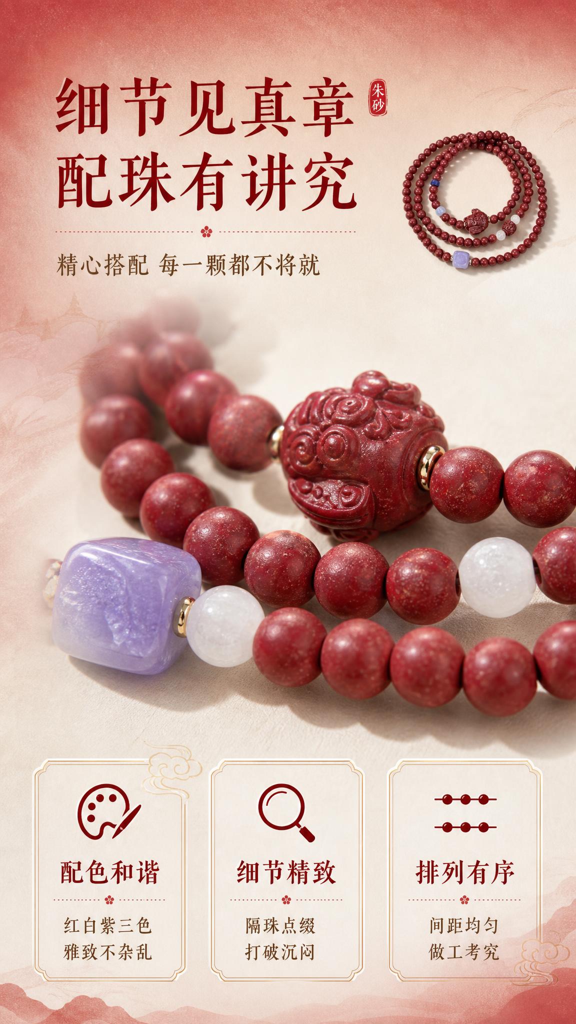 [主图-15] 隔珠配珠细节图，展示白色隔珠和整体串珠设计的精… - 图片创意预览