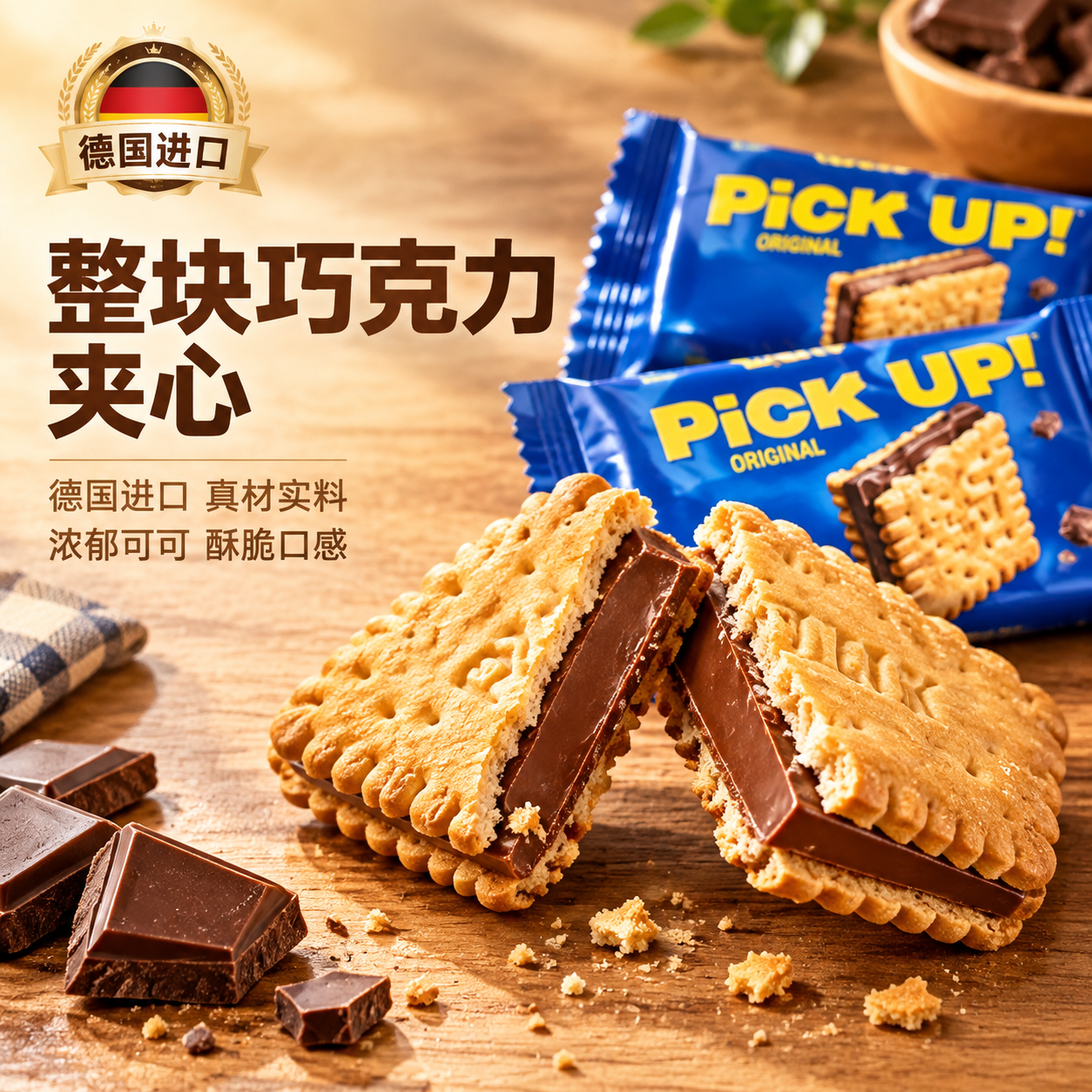 [主图-2] 核心卖点图，任务是突出德国进口品质和整块巧克力夹… - 图片创意预览