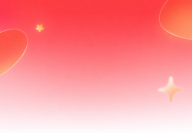 梦幻感渐变红粉背景，融合几何形体与弥散光效，点缀柔和星光粒子，营造甜美扁平风视觉，适配节日浪漫氛围。