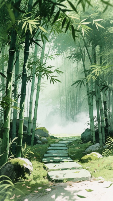 古风，绿色，竹林，不要人，二次元，细节丰富，生成4张预览效果