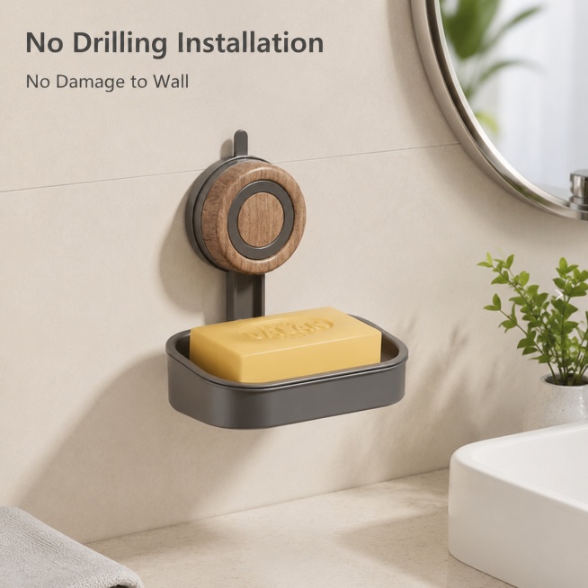 [主图-2] Wall Mounted Suction Cup Soap Dish in Bathroom Scene.
Keep the product appearance, physical s预览效果