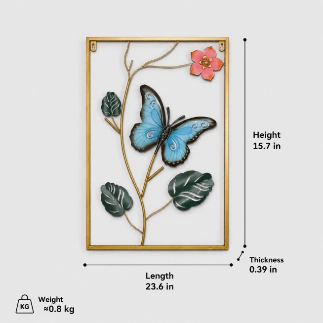[主图-4] 尺寸标注展示图。[氛围风格] 简约干净，信息清晰直观。[画质] 商业摄影质感、产品清晰、信息可读、画面干净高级。[元素] 壁挂完整放置在浅灰色背景中，产品保持原有外观颜色材质不变。使用黑预览效果