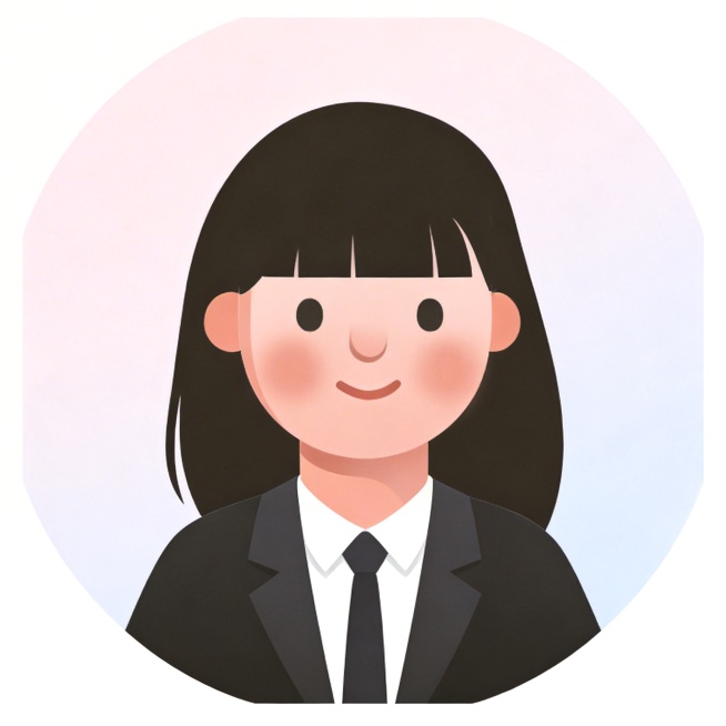 扁平插画风格，一位单身白领的头像，穿着简约通勤装，圆形背景，画风和参考图一致预览效果