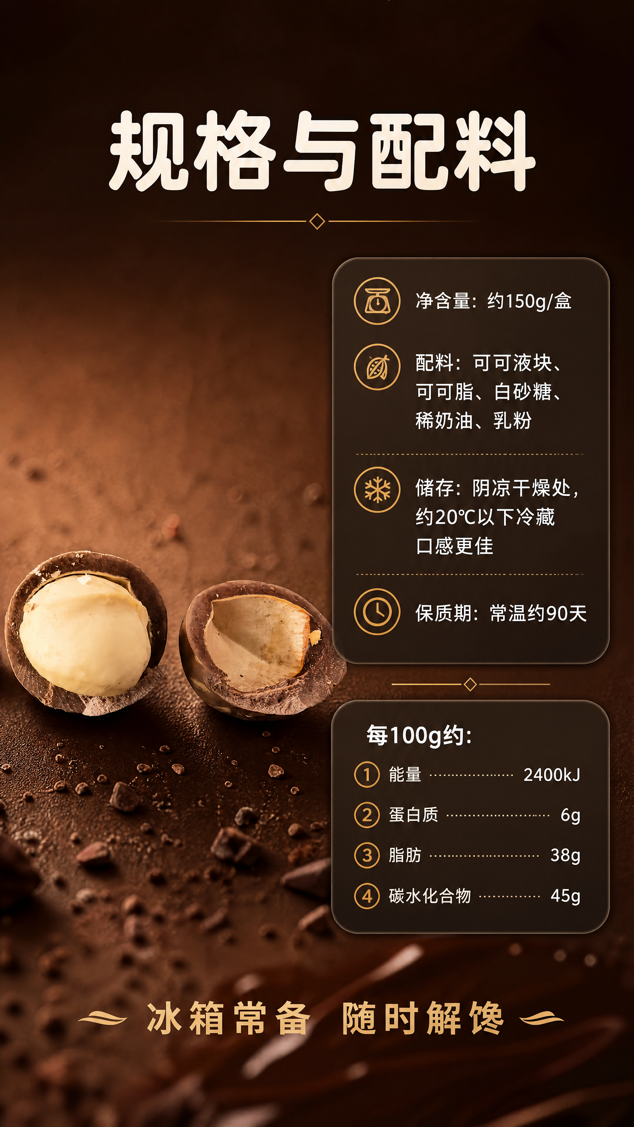 [商品] 使用【图1】黑巧克力脆皮夹心球；画面左侧放置完整球体… - 图片创意预览