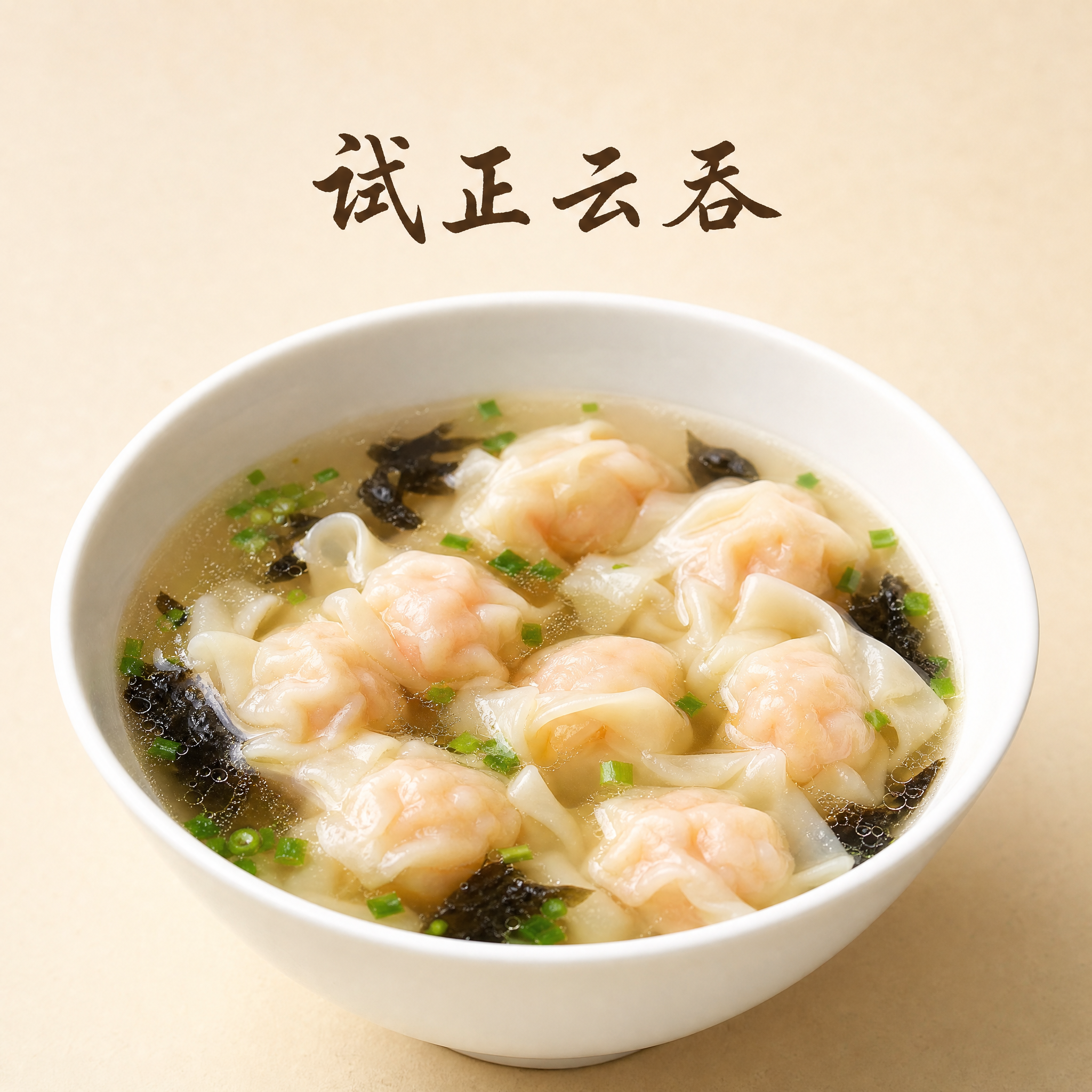 美食摄影风格头像，一碗晶莹剔透的鲜虾云吞，漂浮在清澈透亮的高汤… - 图片创意预览