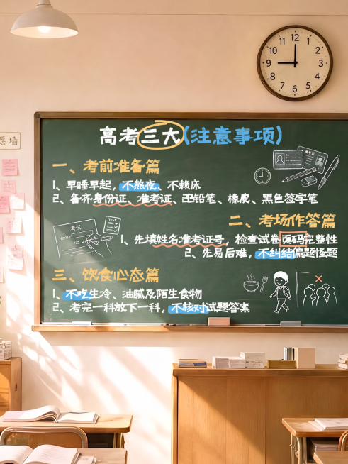 教育培训高考注意事项教室黑板实景小红书封面预览效果