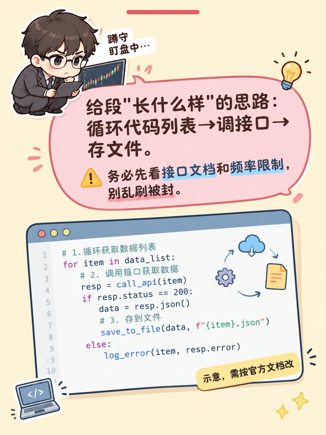 小红书竖版图文内页，Q版卡通风，米黄色背景。顶部有红色小横条装… - 图片创意预览
