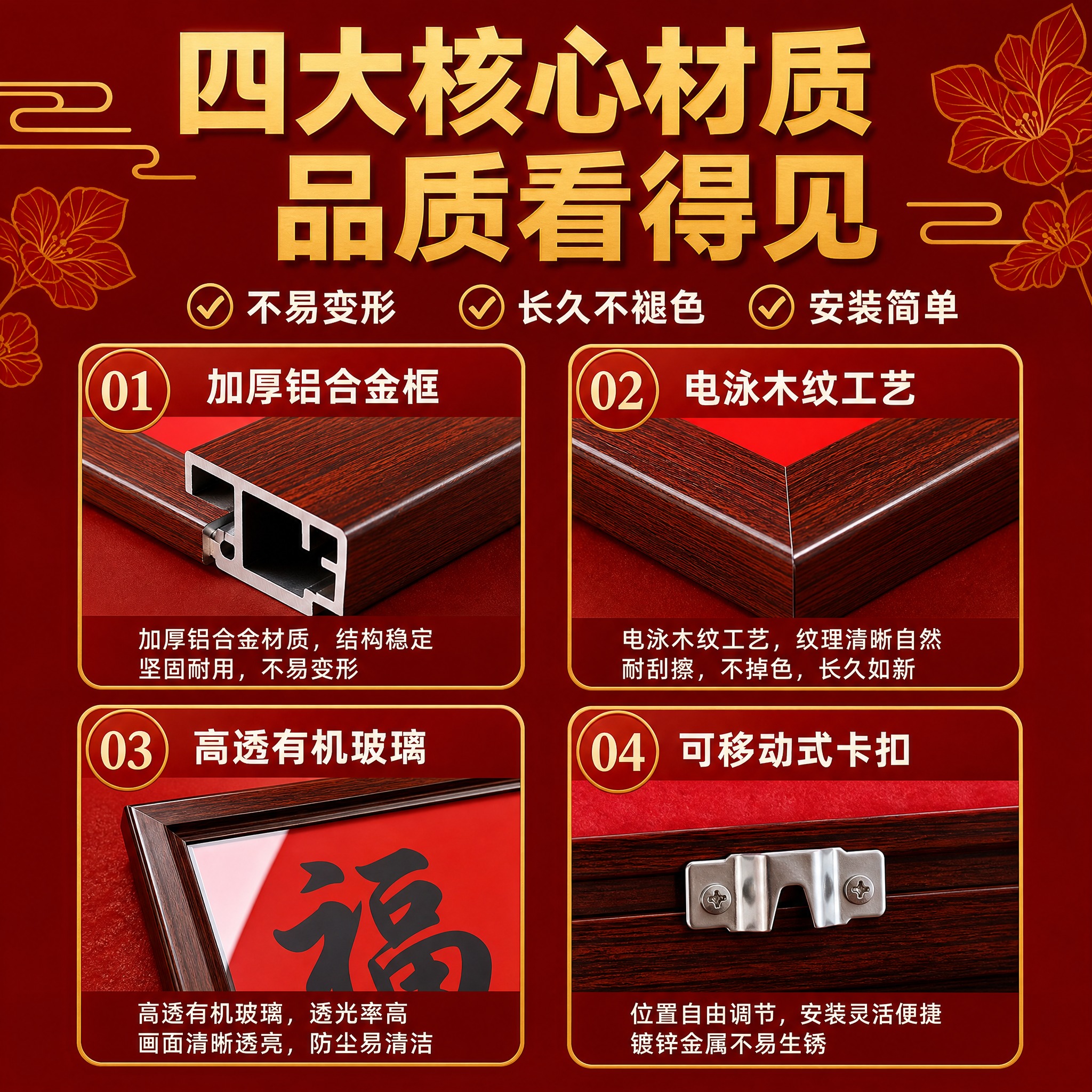 [主图-3] 铝合金对联框 四大核心材质卖点图 突出产品品质细… - 图片创意预览