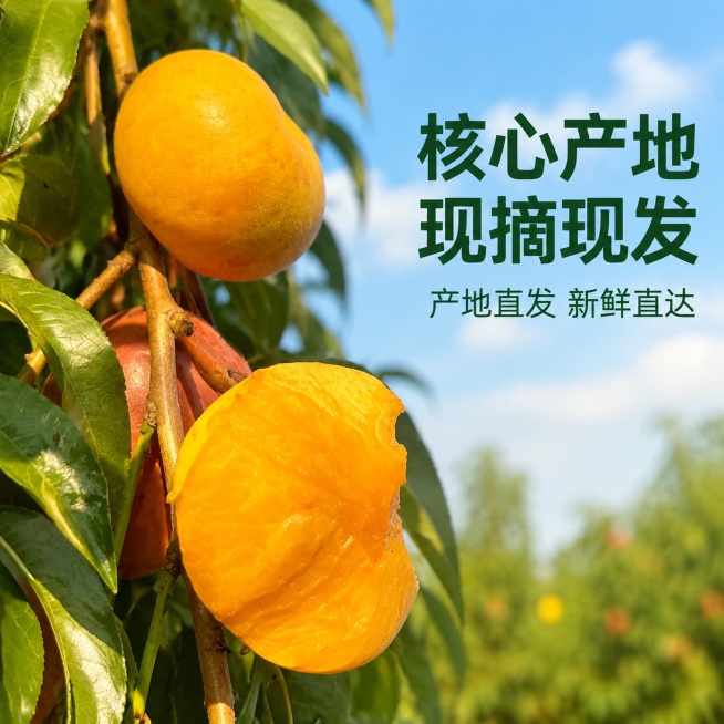[主图-2] 蒙阴彩虹蟠桃园产地实拍，展示产地溯源信任。
[氛围风格] 自然原产地氛围，真实接地气；
[画质] 商业摄影质感、光线柔和通透、产品清晰真实、画面干净高级。
[元素] 保持蒙阴彩虹蟠桃外观预览效果