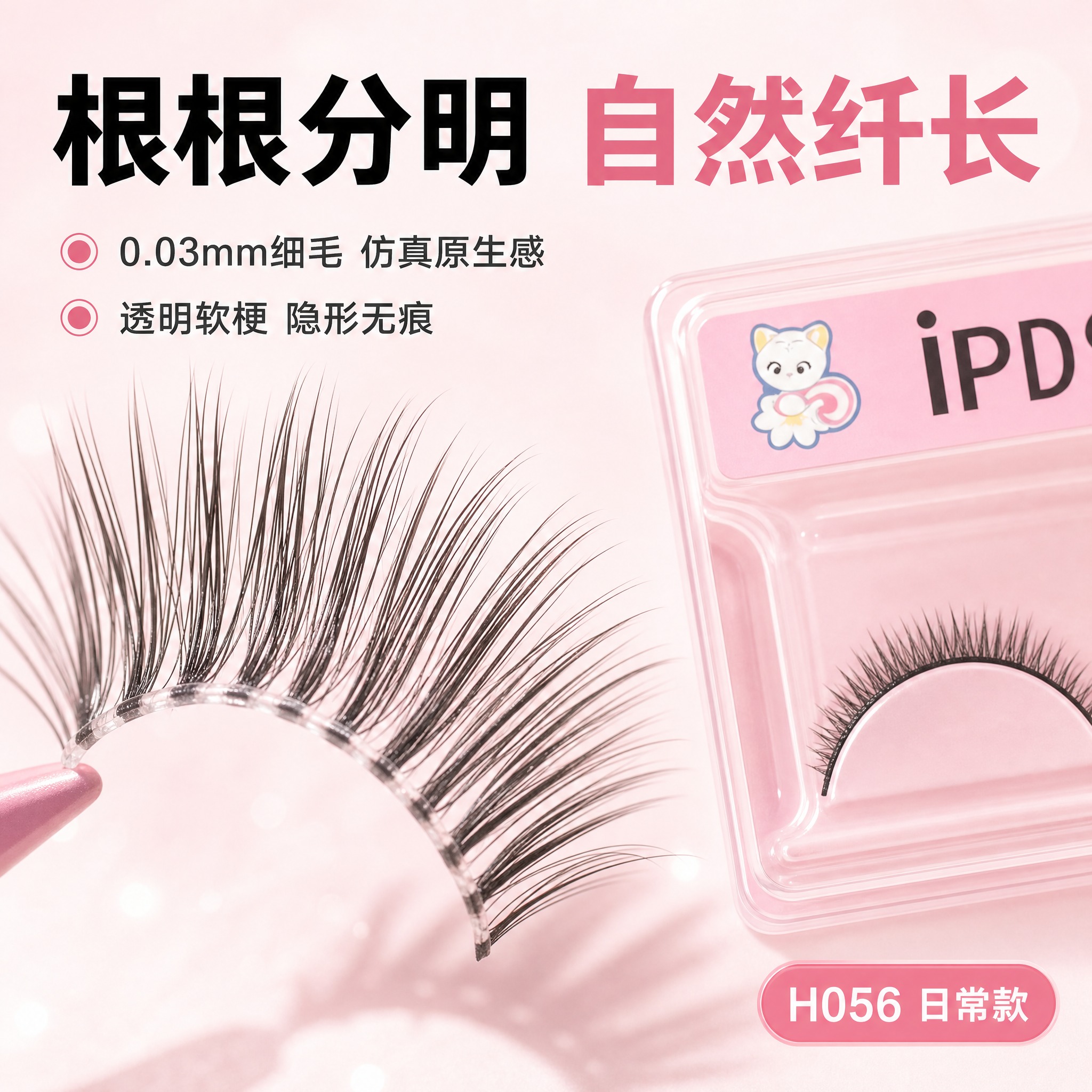 [主图-2] 假睫毛细节卖点图，展示根根分明与自然纤长特点。… - 图片创意预览