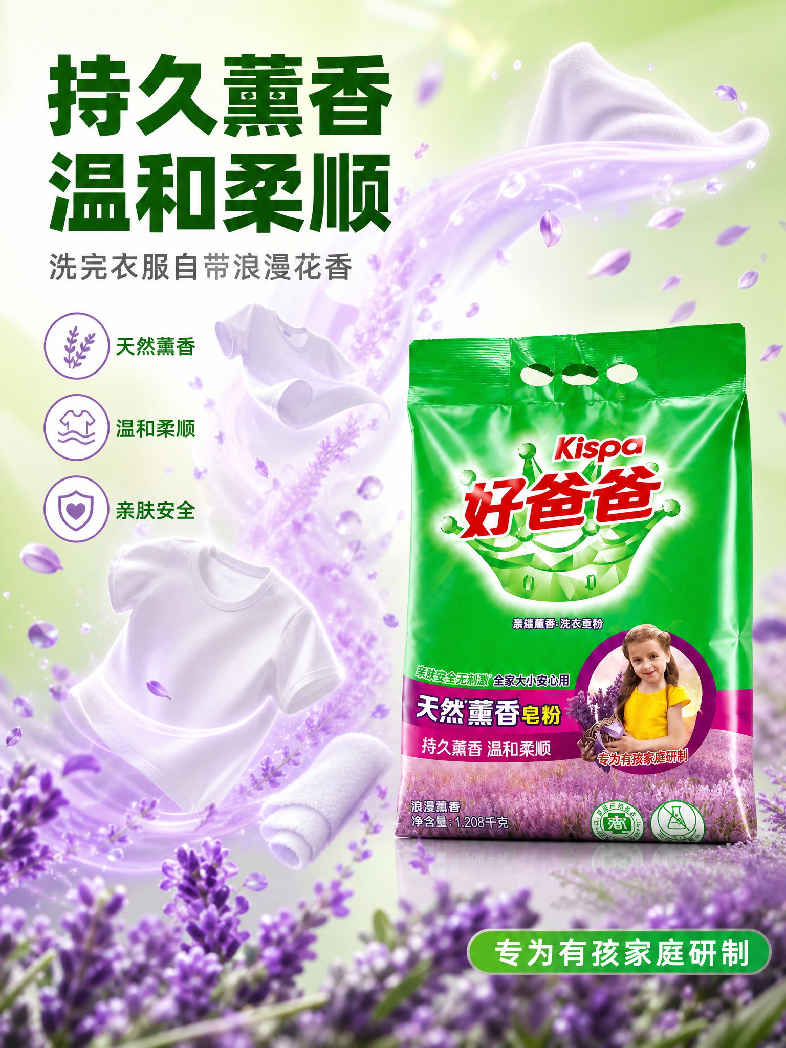 [主图-2] 好爸爸天然薰香皂粉核心卖点效果证明，持久留香通感… - 图片创意预览