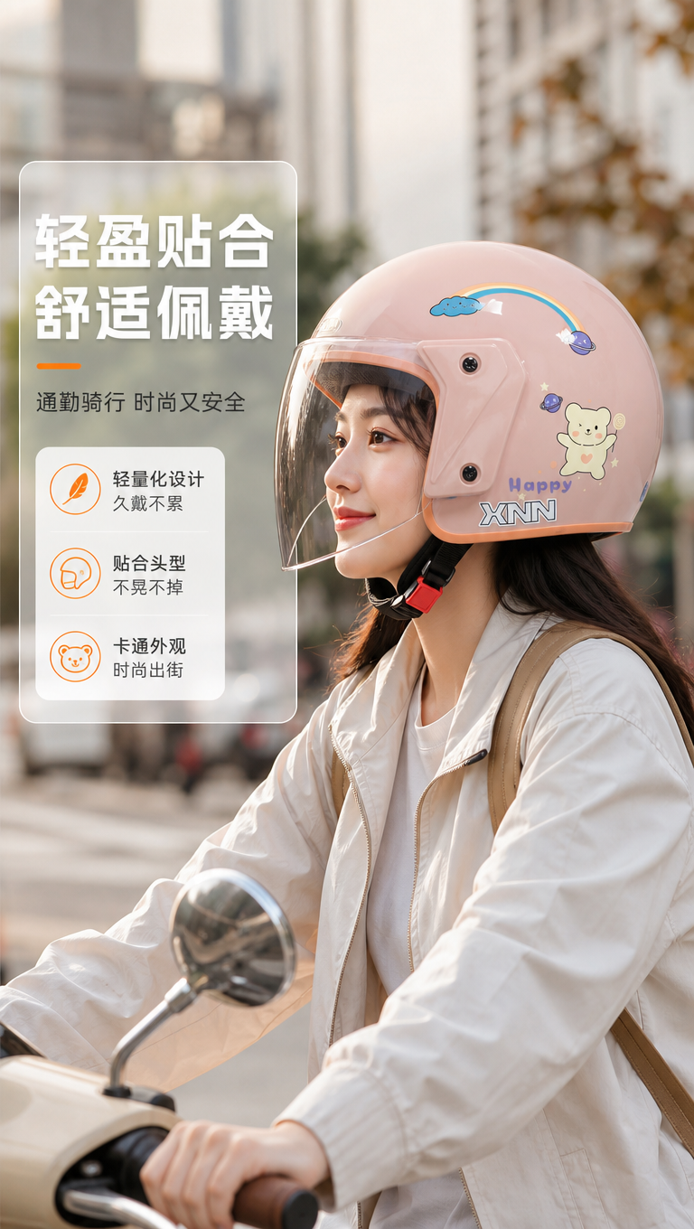[商品] 使用【图2】粉色彩虹小熊款头盔；保留粉色外壳、彩虹小… - 图片创意预览