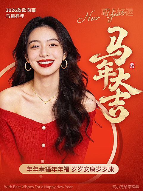 春节节日祝福通用喜庆感小红书封面