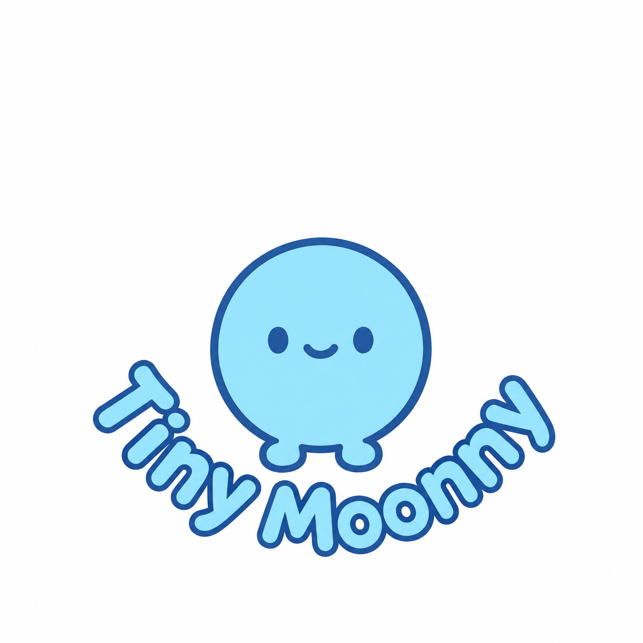 重新设计Tiny Moonny品牌logo：浅蓝色圆形吉祥物（… - 图片创意预览
