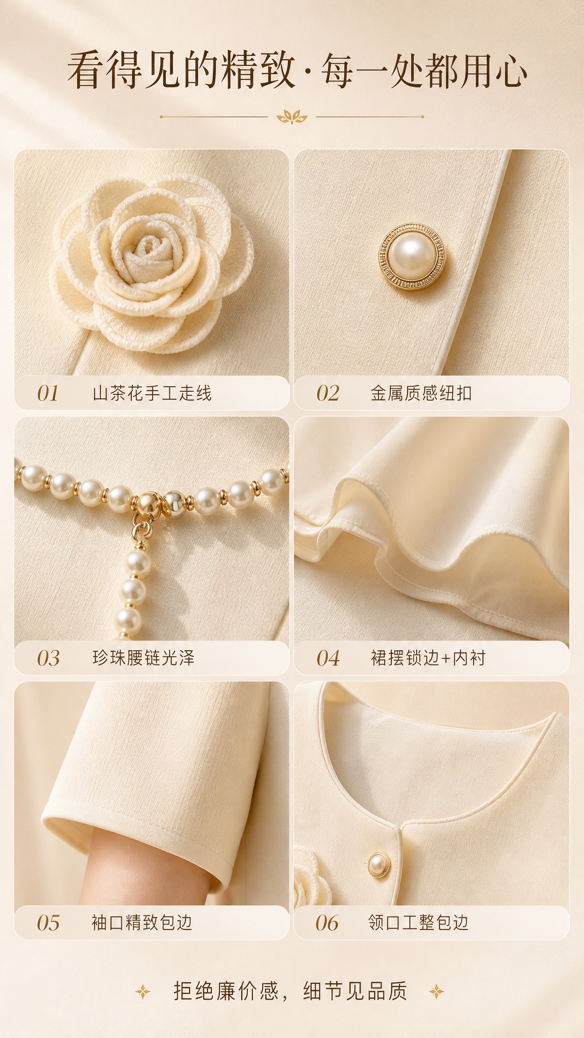 [商品] 使用【图1】米白小香风假两件套装连衣裙；商品处理：保… - 图片创意预览