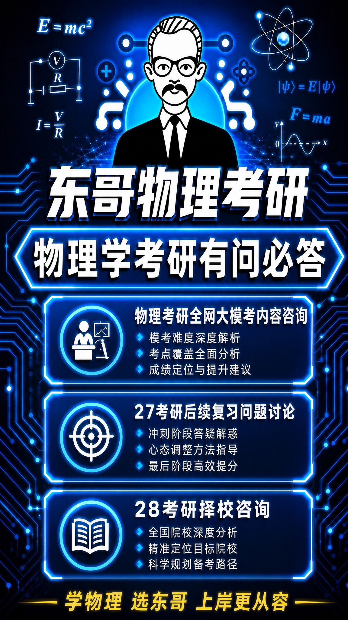 基于参考图的东哥物理考研直播间封面，保持9:16竖版构图，作为… - 图片创意预览