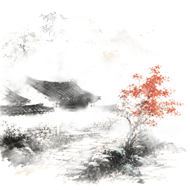 去除这张水墨风景画的所有水印，保留原图内容不变预览效果