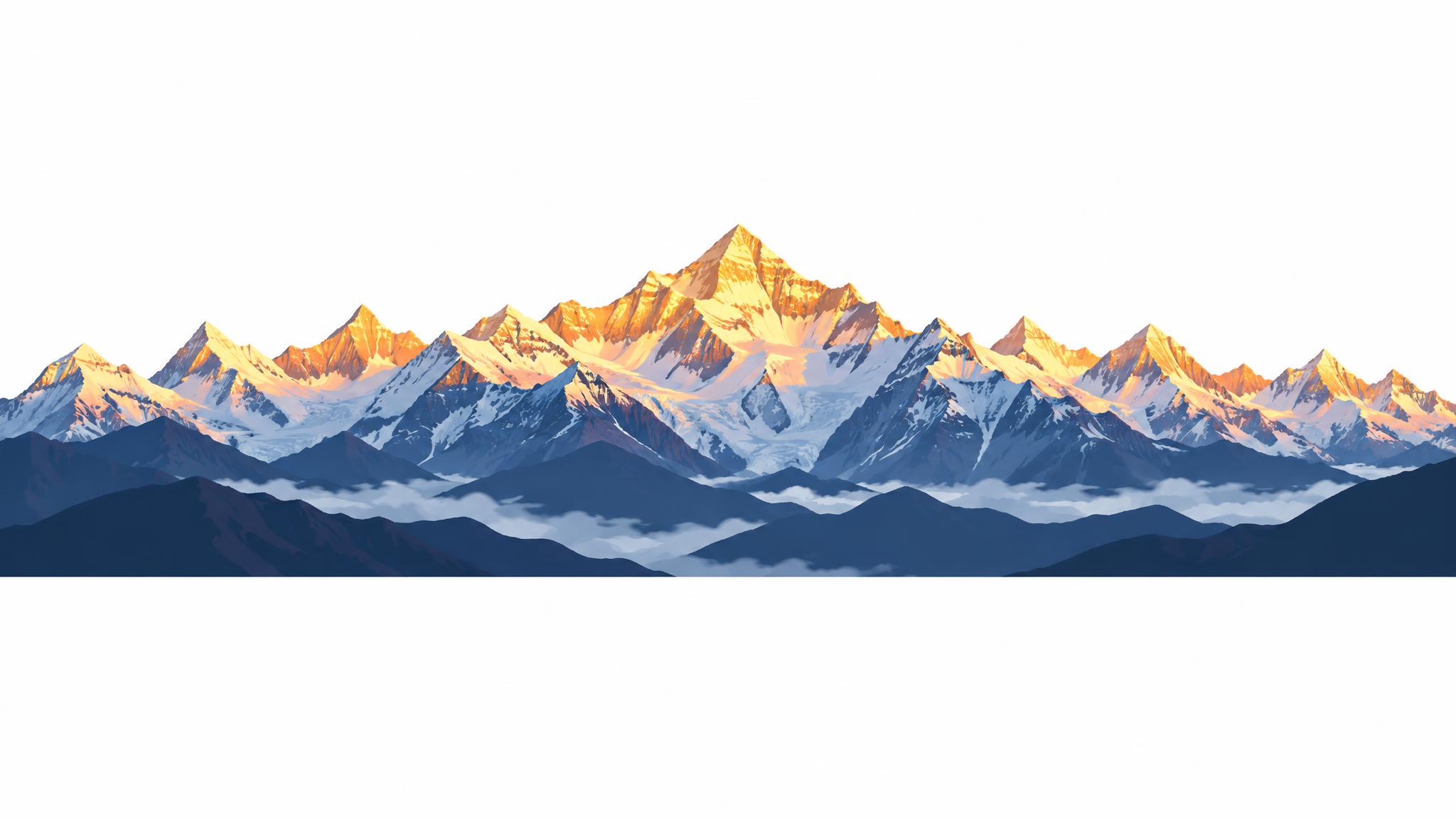 梅里雪山全景矢量图形，香格里拉地标，完整雪山山脉全景，包含卡瓦… - 图片创意预览