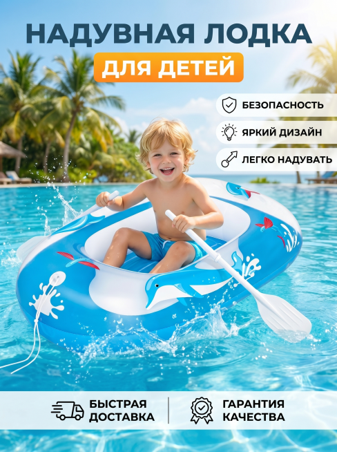[主图 1] 夏日儿童水上玩具广告图。
[氛围风格] 明亮清新的夏日电商广告风，高饱和度色彩，符合俄罗斯市场审美，适合电商平台展示。
[画质] 电影级光影，8K超写实细节，产品质感通透，人物皮肤自然，预览效果