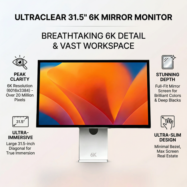 Amazon product main image, the product is 31.5-inch 6K computer monitor, use classic high-conversion预览效果