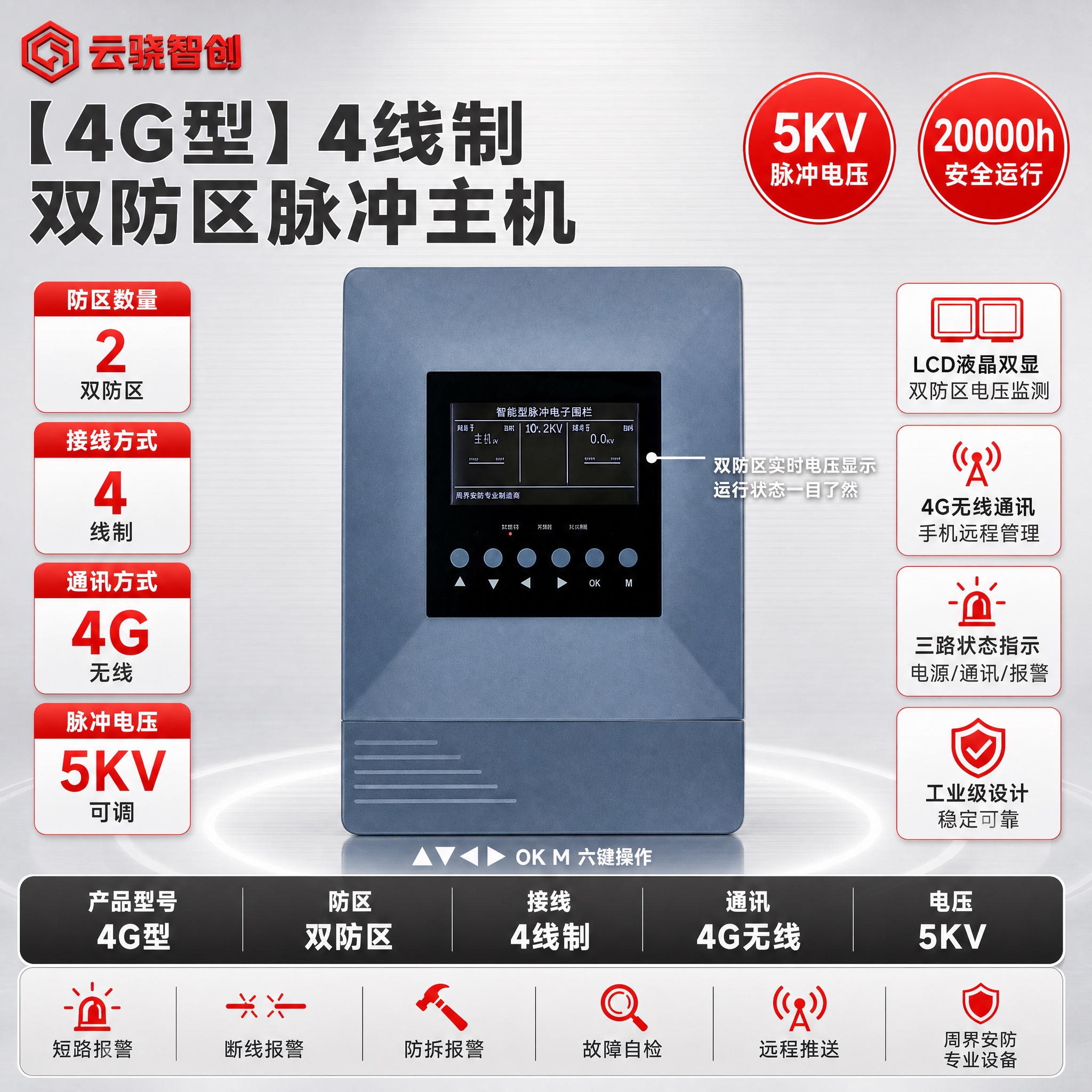[单张主图] 【4G型】4线制双防区脉冲主机，参考[image… - 图片创意预览