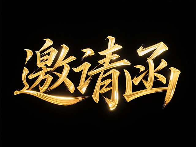 鎏金质感大字风，3D立体笔触，光影流动，奢华大气，尽显高端邀请函的尊贵与仪式感。