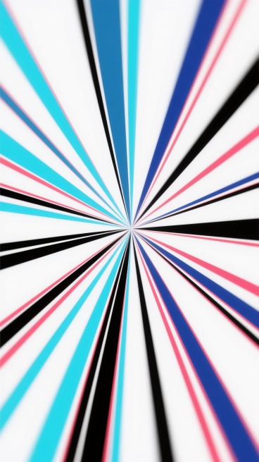 以白色为背景，中心向外呈放射状分布的速度线，线条粗细不一，边缘带有轻微的虚化效果，呈现出强烈的速度感和动态张力。变换样式为线条末端逐渐变细并带有锐利的尖角，部分线条采用双重描边设计，内层为较粗的主线条，外层为纤细的辅助线条；配色上，将原本的黑白线条调整为渐变色彩，从中心向外依次为明亮的青色、深邃的靛蓝色、活力的品红色，线条边缘点缀着极细的白色高光，使整体画面在保持速度感的同时增添鲜明的视觉冲击……预览效果