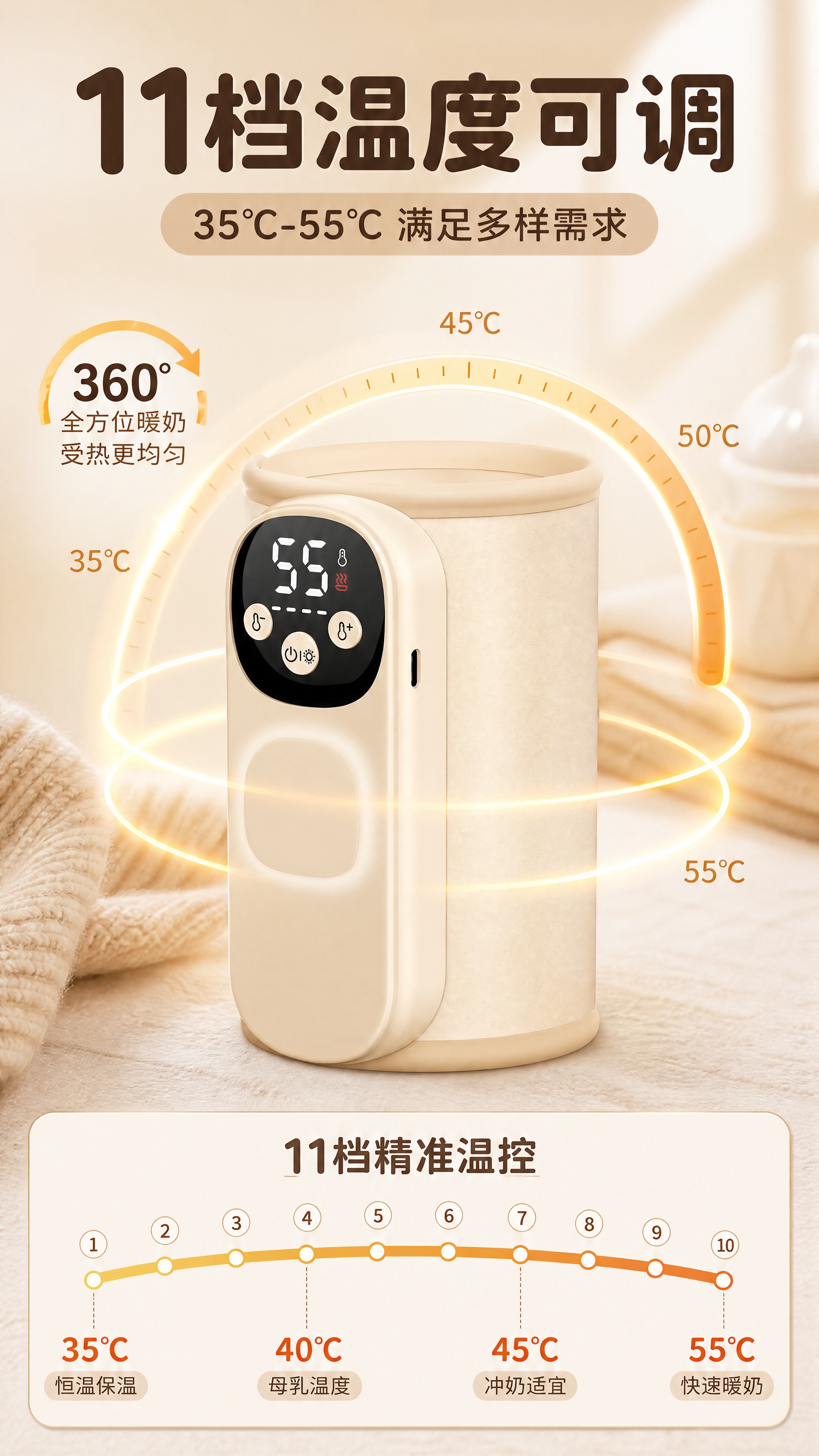 [商品] 使用【图1】米白色无线暖奶器保温套；将产品主体和上下… - 图片创意预览