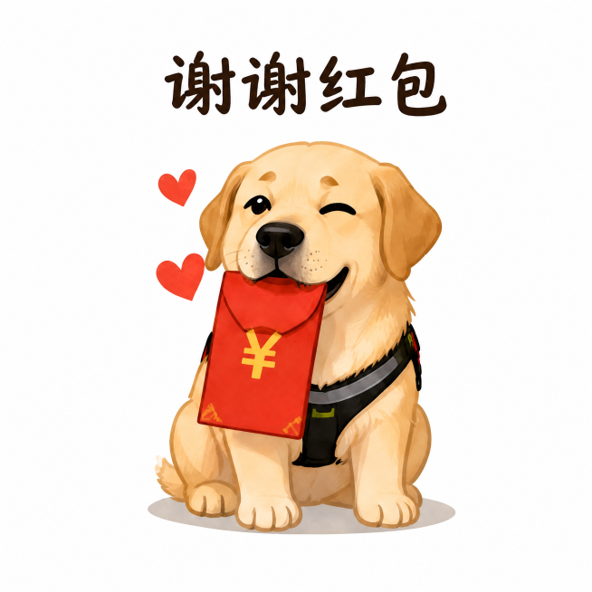 提取左下谢谢红包的拉布拉多小狗，保留标题文字'谢谢红包'和全部内容，背景为纯白色，裁剪成正方形预览效果