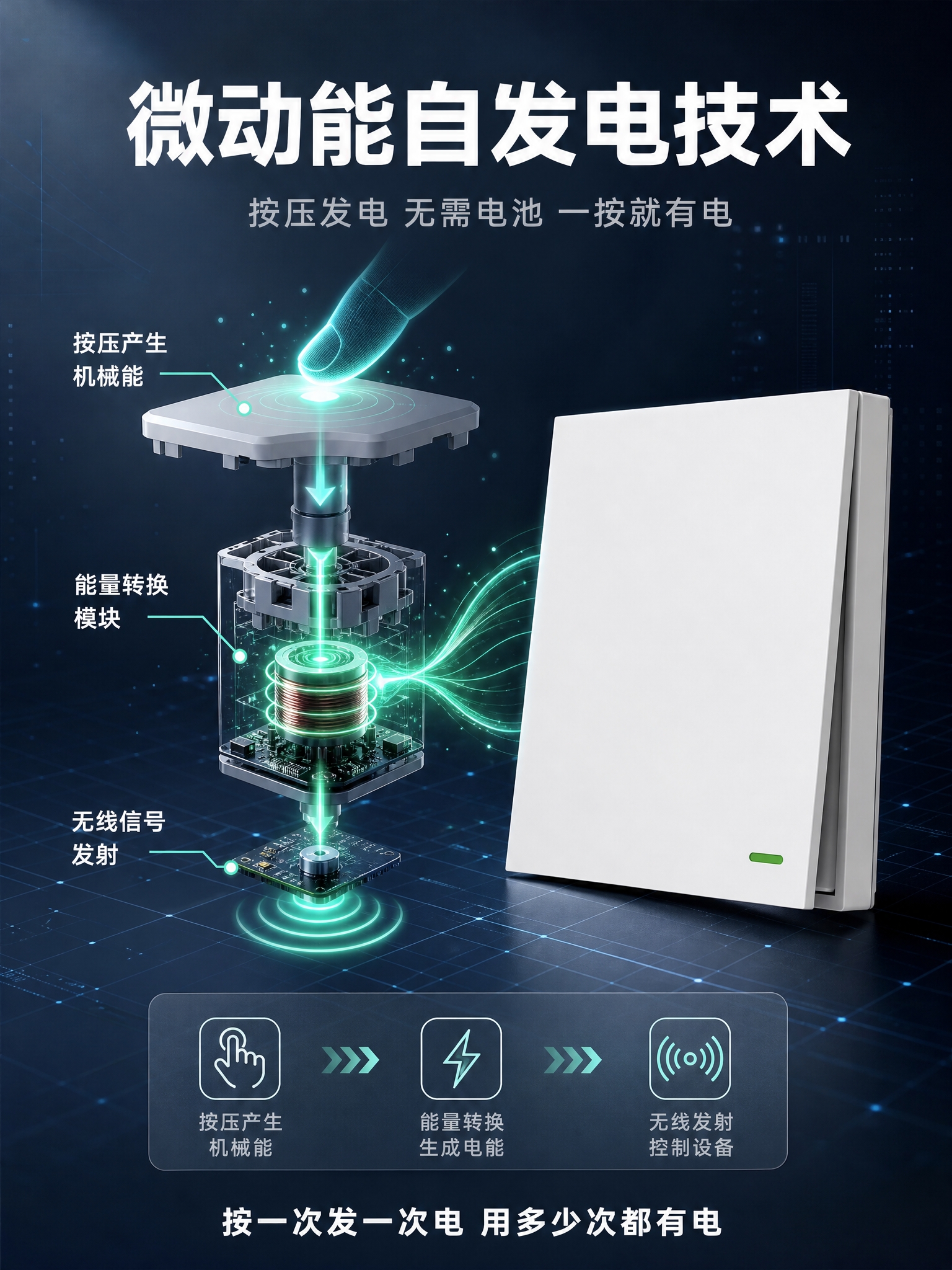 [详情页-第3张] 自发电无线开关 自发电技术原理图。 [商品… - 图片创意预览