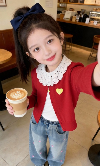 把图1的衣服和裤子给图的2的人物穿上，保留原场景光影，保持图2的人物的五官和发型不变，图片宽高尺寸不变，背景不变，鞋子不变，人物姿势不变，保持图1的衣服和裤子的款式和颜色不变预览效果