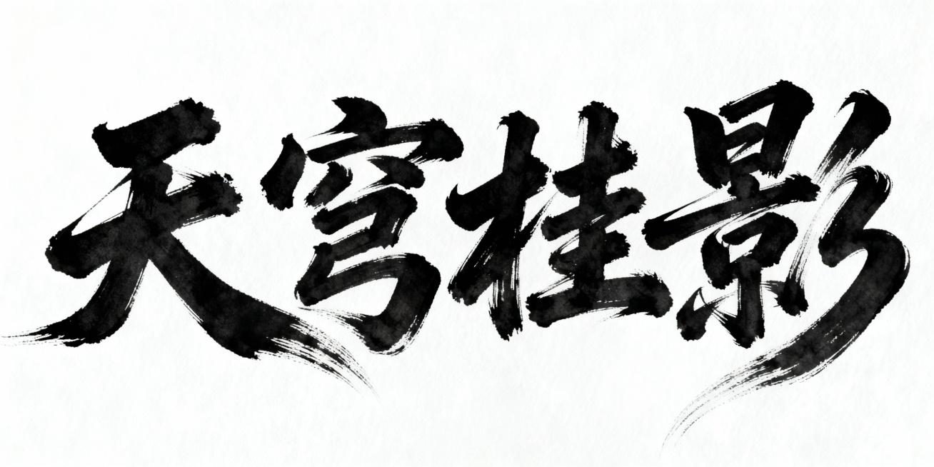 生成天穹桂影四个字的书法艺术字预览效果