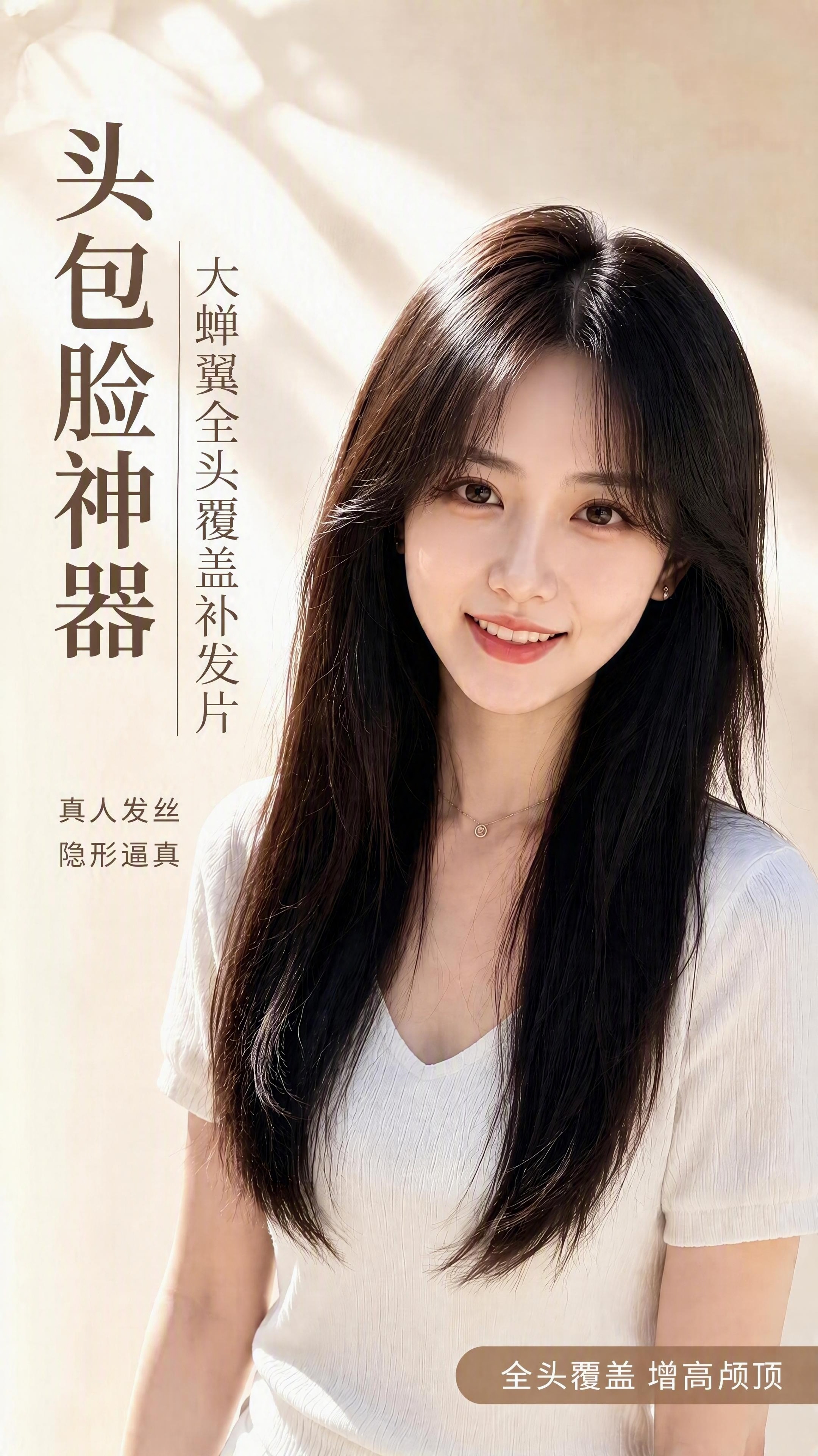 将图中人物的齐刘海发型更换为韩式八字刘海，刘海自然分开向两侧，… - 图片创意预览