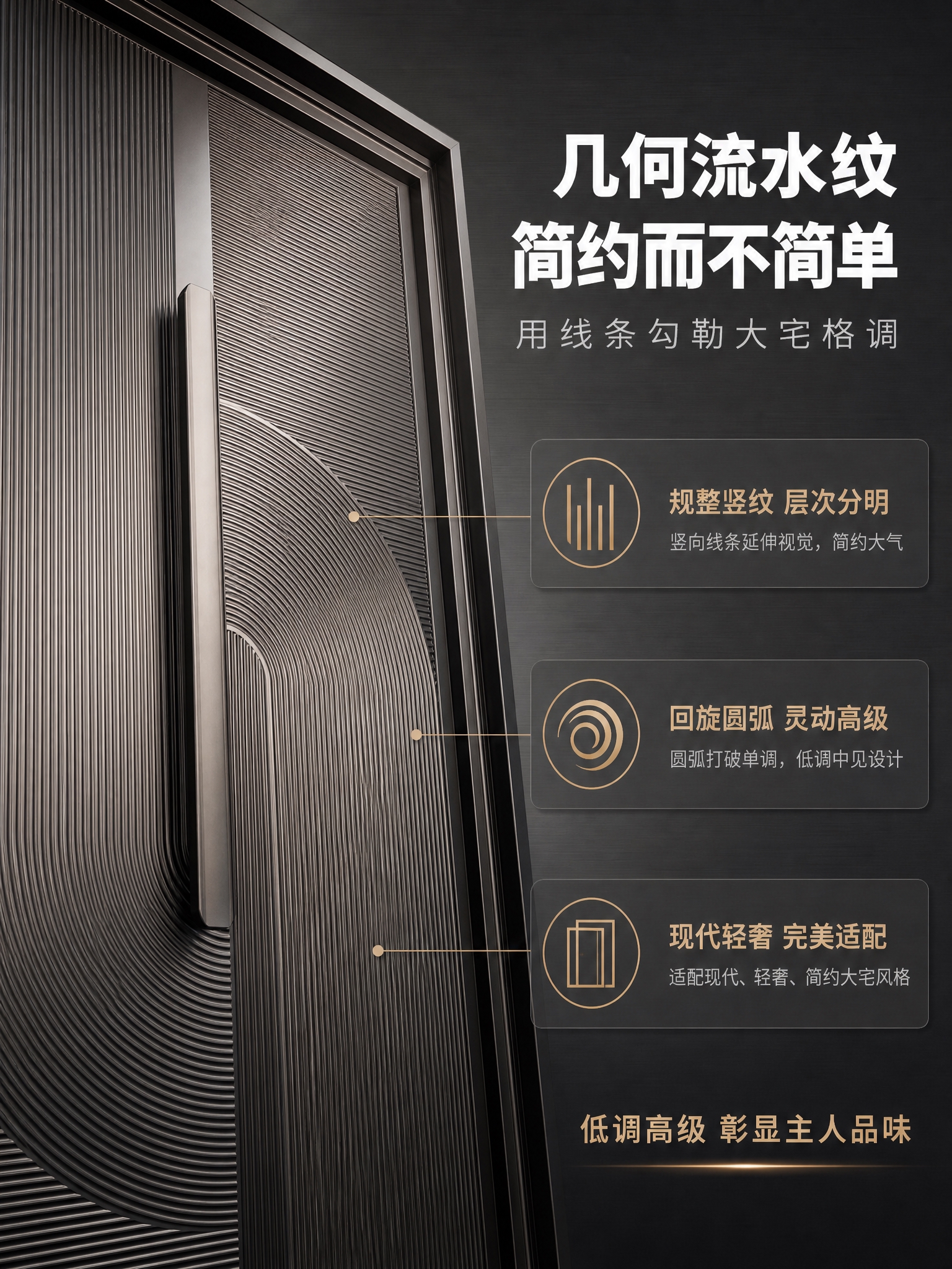 [商品] 使用【图1】臻尚铂门几何流水纹全铝精雕别墅对开门；保… - 图片创意预览