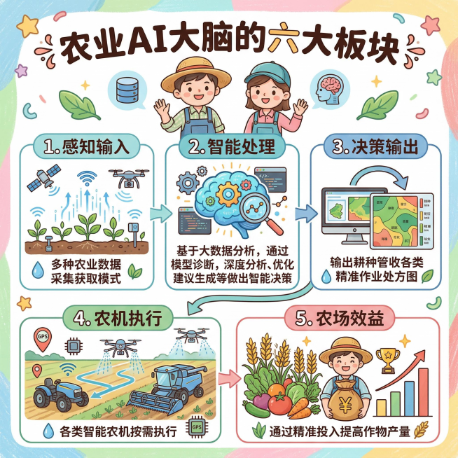 卡通科普信息图，融合Q版手绘插画与儿童科普绘本质感，线条圆润柔和，扁平化+手绘结合风格。分块式上下分层布局，圆角矩形框划分六大板块，箭头引导流程阅读。背景为柔和鲜艳色彩，点缀星星、叶子、曲线装饰。马卡预览效果